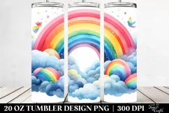 Colorfull Rainbow Clouds Watercolor 20 oz Tumbler Product Image 2