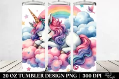 Colorful Unicorn Napping on a Cloud | 20 Oz Tumbler Product Image 2