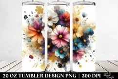 Colorful Abstract Colorful Bouquet GOLD FOIL | 20 Oz Tumbler Product Image 2