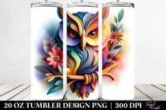 Half Body Owl Watercolor Tumbler Design Product Image 2