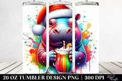 Colorful Hippo Sipping | 20 oz Tumbler Product Image 2