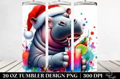 Colorful Hippo Sipping | 20 oz Tumbler Product Image 2
