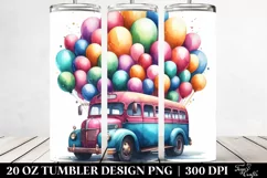 Vintage Bus with Huge Balloons | 20 oz Tumbler Product Image 2