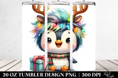 Expressive Penguin with Crazy Haircut and Reindeer Horns Product Image 2