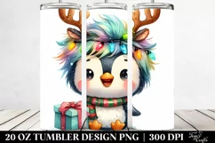 Expressive Penguin with Crazy Haircut and Reindeer Horns Product Image 2