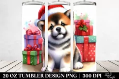 Baby Akita with Santa Hat PNG Product Image 2