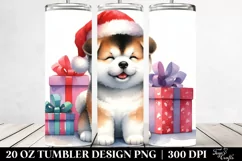 Baby Akita with Santa Hat PNG Product Image 2
