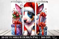 Baby Bull Terrier with Santa Hat PNG Product Image 2