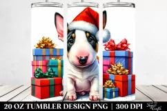 Baby Bull Terrier with Santa Hat PNG Product Image 2