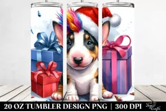 Baby Bull Terrier with Santa Hat PNG Product Image 2