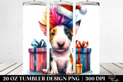 Baby Bull Terrier with Santa Hat PNG Product Image 2