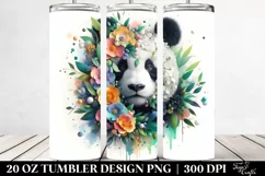 Half Body Panda Watercolor Tumbler Design Product Image 2