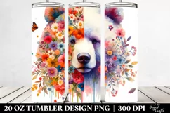 Vibrant Retro Bear Watercolor Design. 20 Oz Tumbler Product Image 2