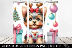 Baby Yorkshire Terrier with Reindeer Horns PNG Product Image 2