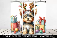 Baby Yorkshire Terrier with Reindeer Horns PNG Product Image 2