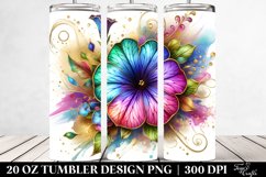 20 Oz Tumbler Sublimation | Colorful Petunia on White Product Image 2