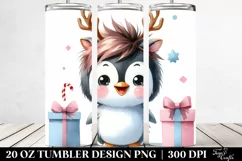 Expressive Watercolor Penguin with Crazy Haircut Product Image 2