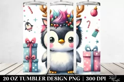 Expressive Watercolor Penguin with Crazy Haircut Product Image 2