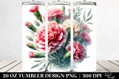 Vibrant Carnation Watercolor | 20 oz Tumbler Product Image 2
