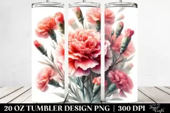 Vibrant Carnation Watercolor | 20 oz Tumbler Product Image 2