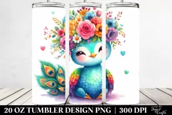 Cartoon Peacock with Flower Crown Clipart Product Image 2