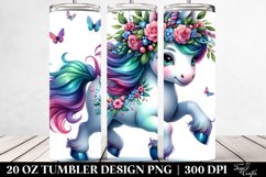 Baby Unicorn Running, Transparent 20 Oz Tumbler Product Image 2