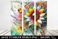 Colorful Sunflower Marble Background | 20 Oz Tumbler Product Image 2