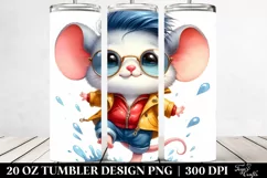 Cute Baby Mouse in Vibrant Watercolor Drawing | 20 oz Product Image 2