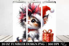 Expressive Kitten with Crazy Haircut and Santa Hat Product Image 2