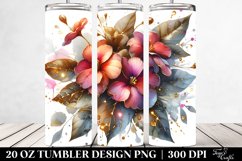 20 Oz Tumbler Sublimation | Watercolor Impatiens with Golden Product Image 2