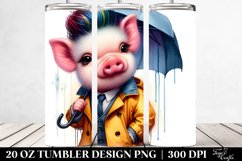 Cute Baby Pig with Cool Haircut and Raincoat Product Image 2