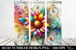 Colorful Sunflower Marble Background | 20 Oz Tumbler Product Image 2