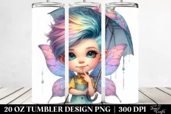 Expressive Baby Fairy with Umbrella PNG Product Image 2