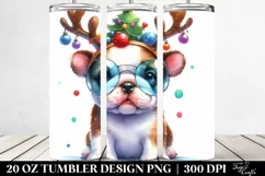 Expressive Winter Bulldog with Reindeer Horns Product Image 2