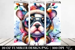 Expressive Winter Bulldog with Reindeer Horns Product Image 2