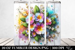 20 Oz Tumbler Sublimation | Colorful Primrose on Wooden Product Image 2