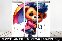 Cute Baby Bear in Vibrant Watercolor Drawing | 20 oz Tumbler Product Image 2