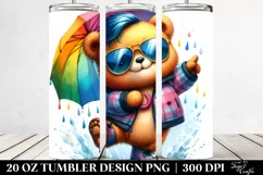 Cute Baby Bear in Vibrant Watercolor Drawing | 20 oz Tumbler Product Image 2