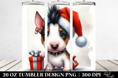 Cute Baby Bull Terrier with Crazy Haircut and Santa Hat Product Image 2