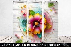 20 Oz Tumbler Sublimation | Colorful Primrose on Wooden Product Image 2