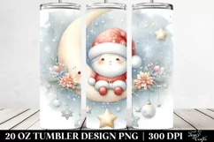 Cute Santa on Moon Pastel Digital Painting | 20 oz Tumbler Product Image 2