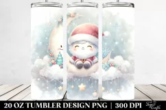 Cute Santa on Moon Pastel Digital Painting | 20 oz Tumbler Product Image 2