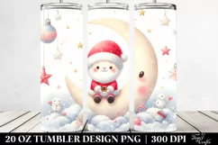 Cute Santa on Moon Pastel Digital Painting | 20 oz Tumbler Product Image 2