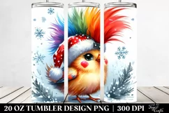 Cute Watercolor Chicken with Santa Clipart Product Image 2