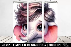 Cute Baby Elephant in Energetic Watercolor | 20 oz Tumbler Product Image 2