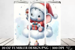 Cute Baby Elephant in Winter Digital Painting | 20 oz Product Image 2