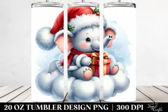 Cute Baby Elephant in Winter Digital Painting | 20 oz Product Image 2