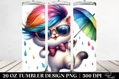Cute Baby Cat in Vibrant Watercolor Drawing | 20 oz Tumbler Product Image 2