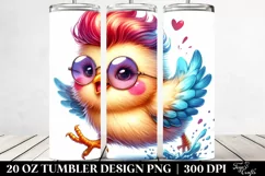 Cute Baby Chicken in Vibrant Watercolor Drawing | 20 oz Product Image 2
