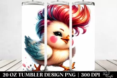 Cute Baby Chicken in Vibrant Watercolor Drawing | 20 oz Product Image 2
